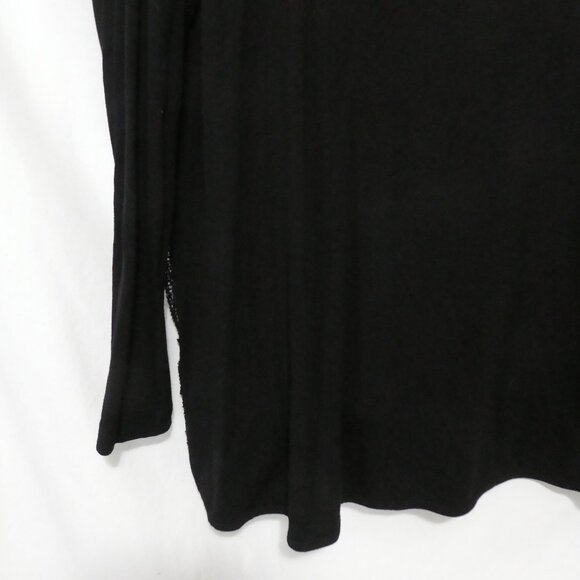 ADDITION ELLE | 2X | Black Long Sleeve Knit Front Shirt W/ Sequins | Solid Back - Picture 12 of 13